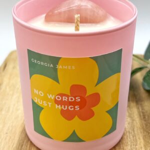 No Words Just Hugs| highly scented crystal candle | aromatherapy candle | self care candle | anxiety gift | Rose Quartz |