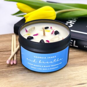 And breathe - Relaxing Crystal Aromatherapy Candle, Wellness & Mindfulness Gift